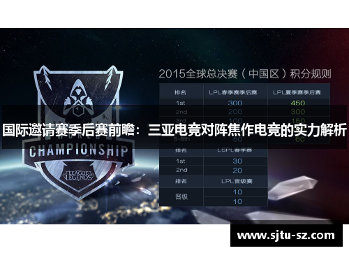 国际邀请赛季后赛前瞻：三亚电竞对阵焦作电竞的实力解析