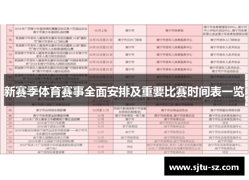 新赛季体育赛事全面安排及重要比赛时间表一览
