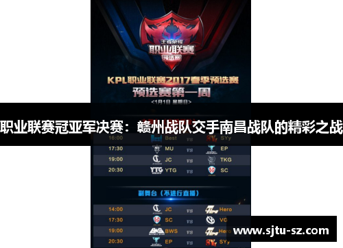 职业联赛冠亚军决赛：赣州战队交手南昌战队的精彩之战